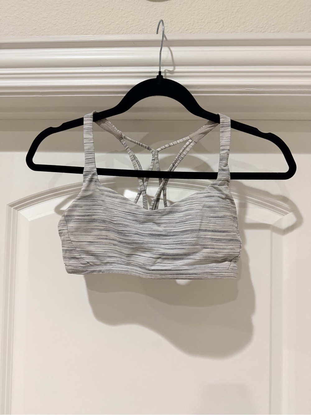 lululemon athletica Gray Striped Strappy Back Sports Bra